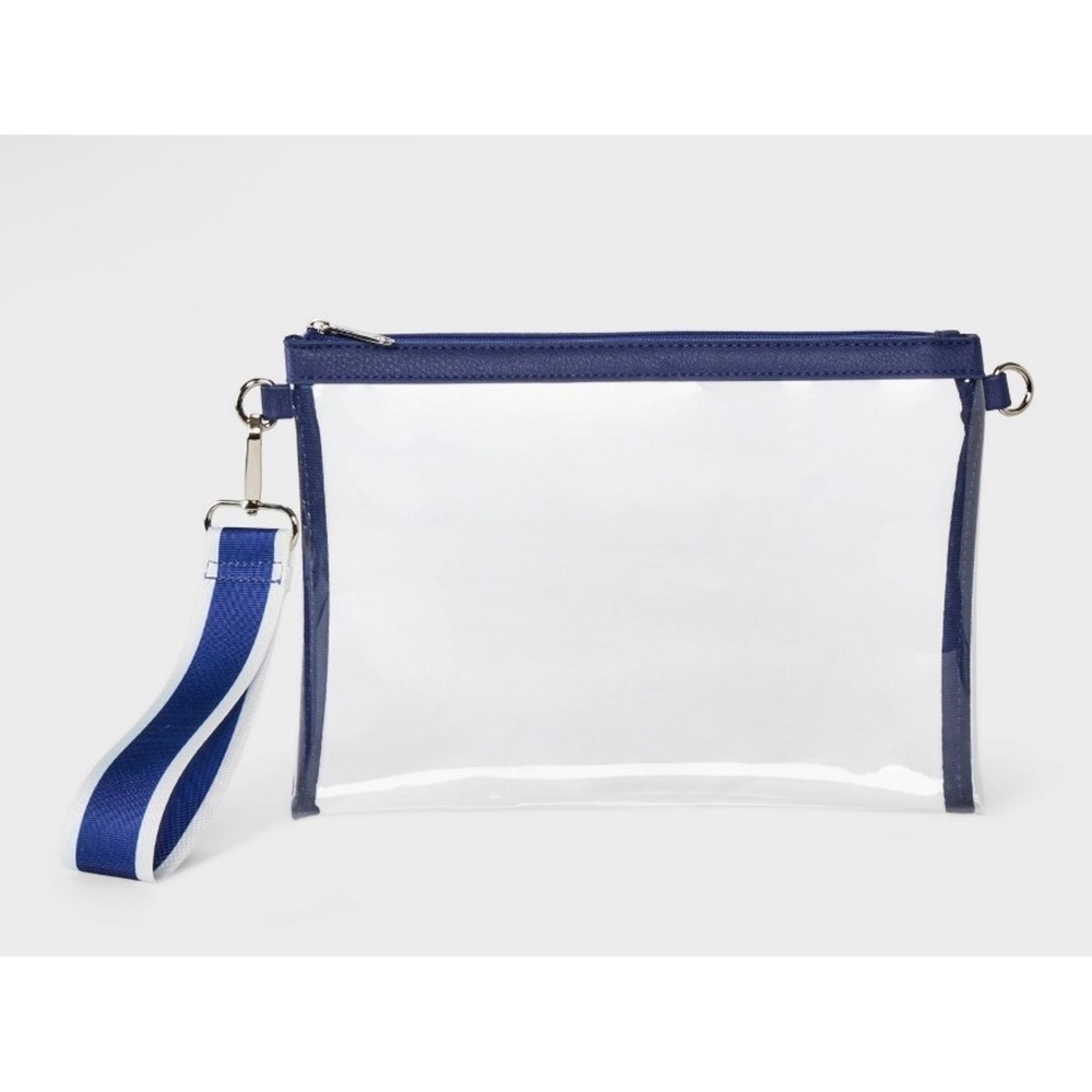 Wild Fable Clear Wristlet Bag Women OS Navy Blue Stadium Approved NWT